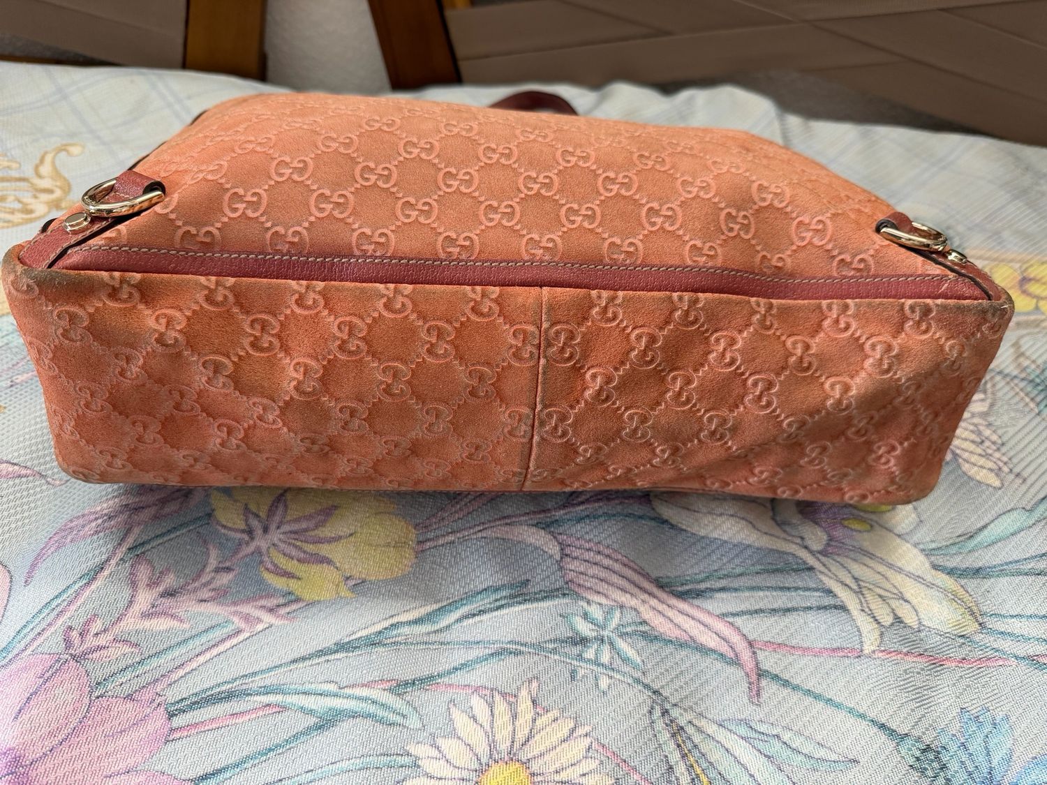 Gucci Monogram Abbey Shopper Tote Suede
