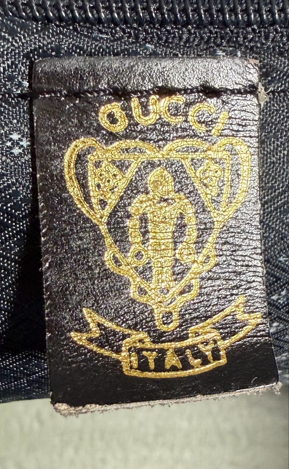 Gucci Supreme Vintage Bowler Boston 45 Travel Satchel in Navy Blue