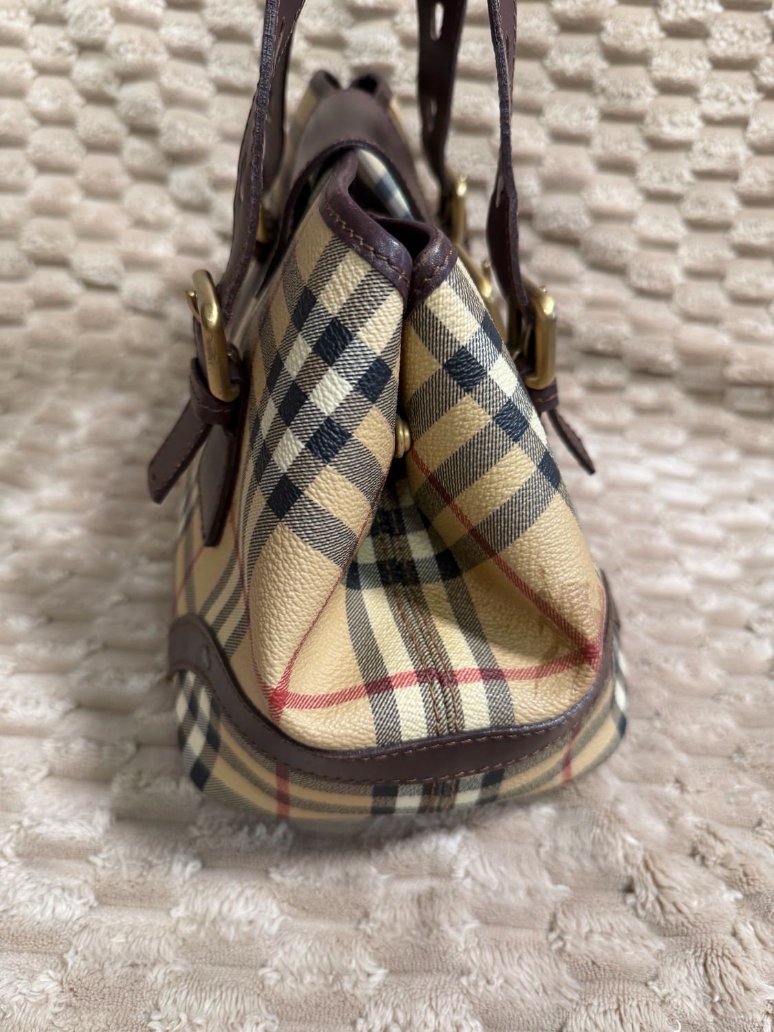 Burberry Haymarket Check Buckle Flap Tote
