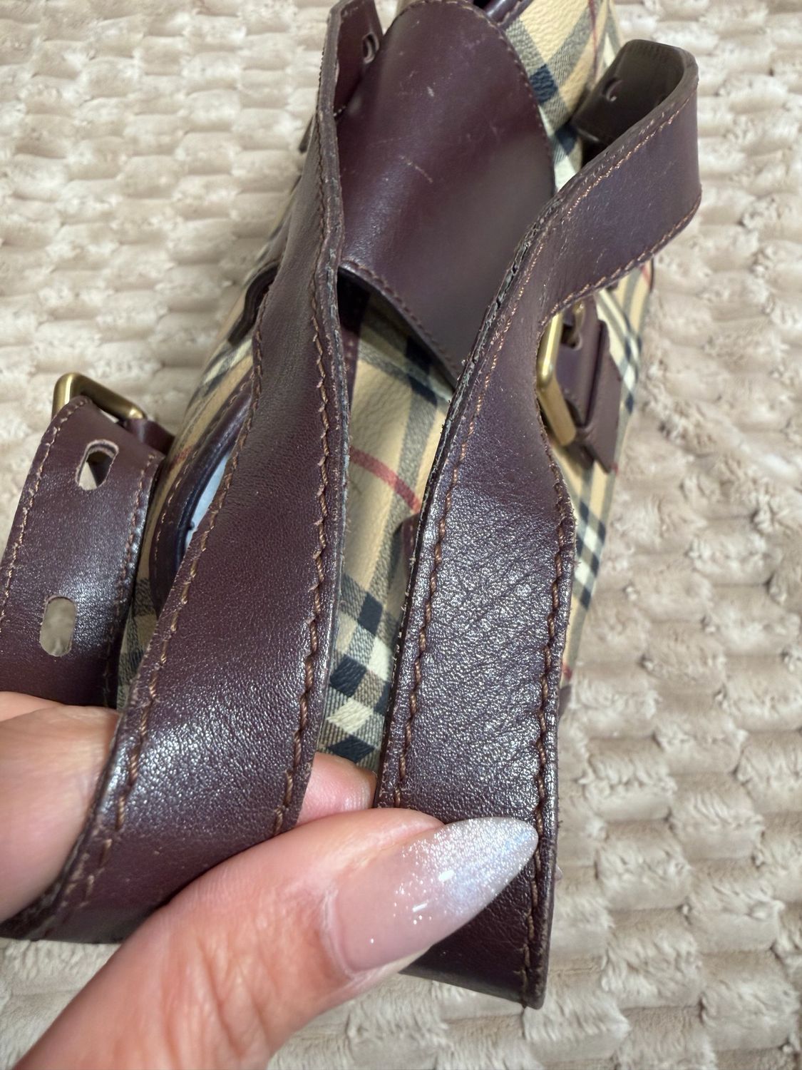 Burberry Haymarket Check Buckle Flap Tote