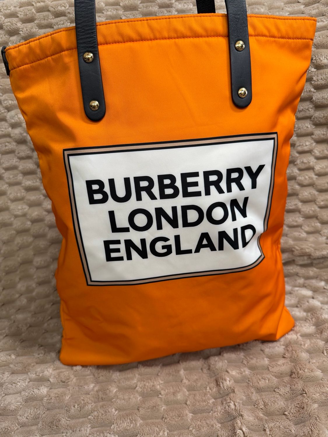 Burberry Nylon Orange Tote Shoulder Logo
