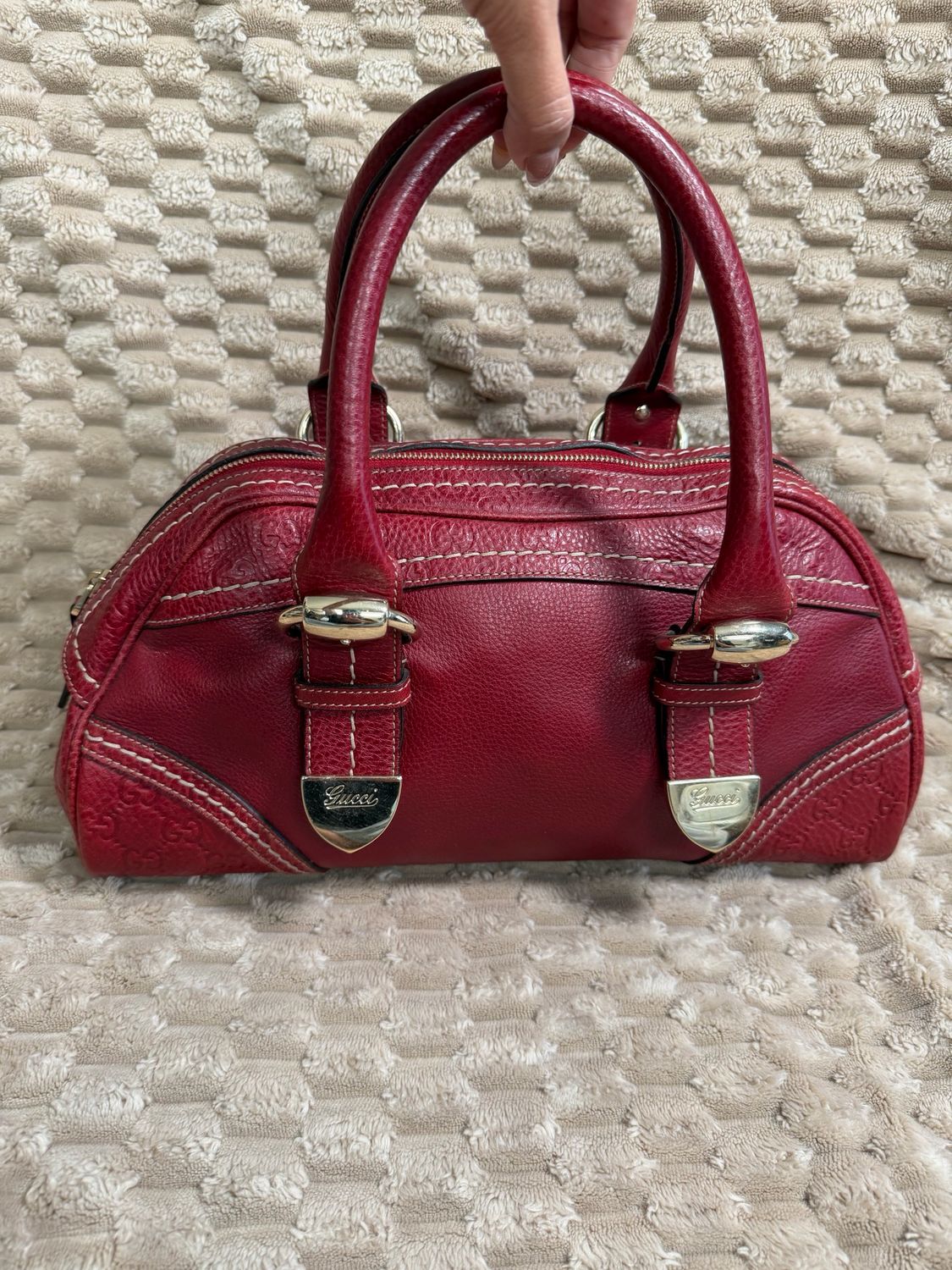 Gucci Monogram Leather Guccissima Bowler Tote Shoulder Bag