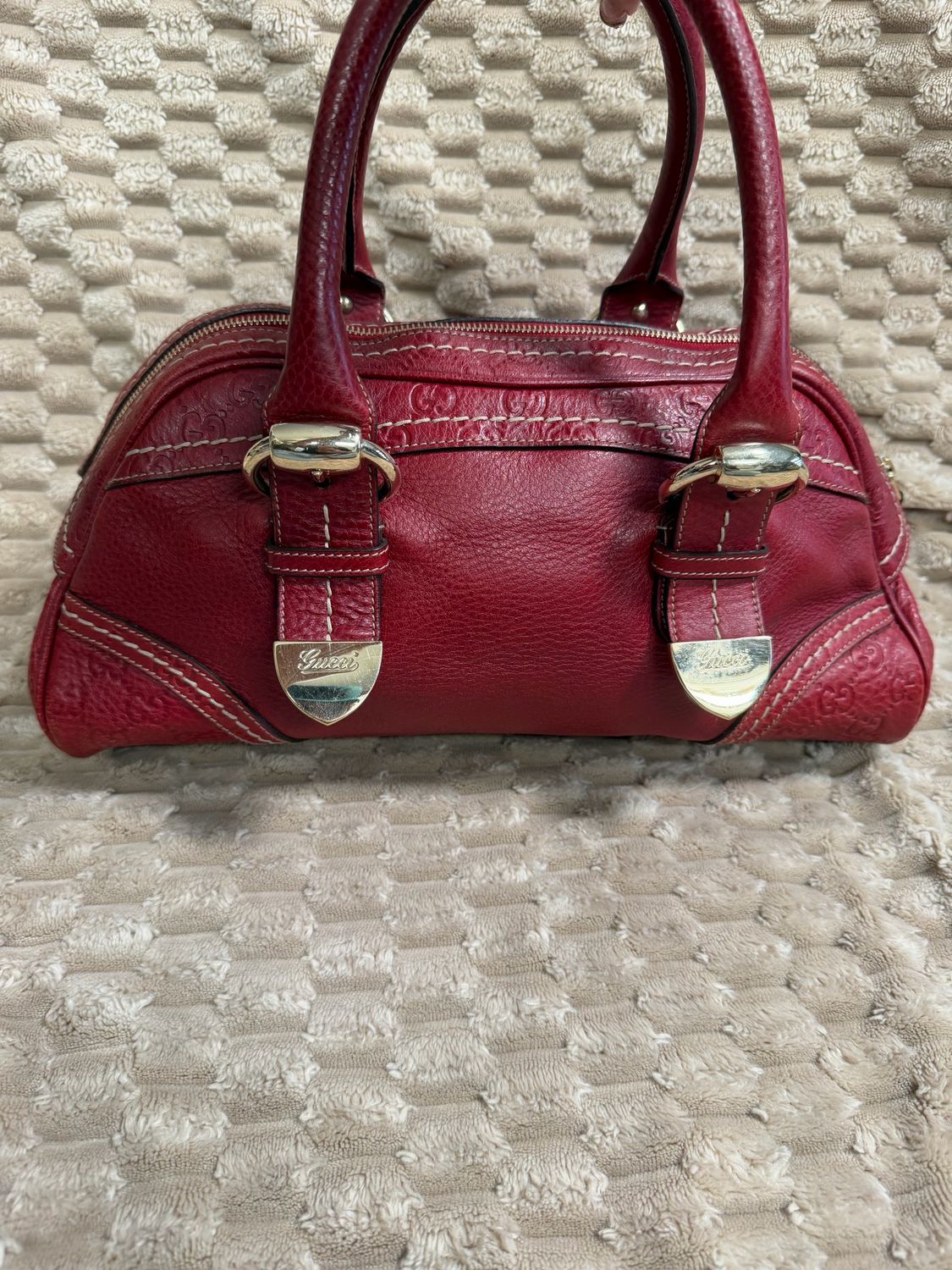 Gucci Monogram Leather Guccissima Bowler Tote Shoulder Bag