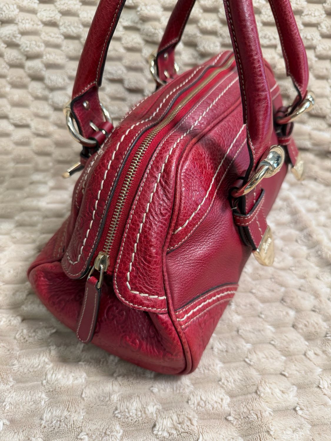 Gucci Monogram Leather Guccissima Bowler Tote Shoulder Bag