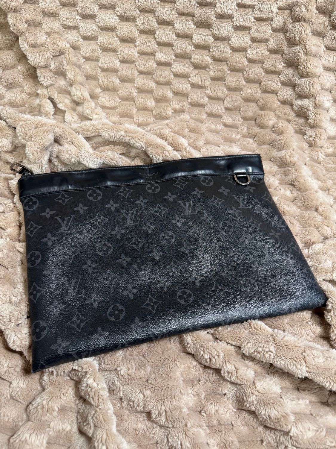 Louis Vuitton Monogram Eclipse Zipper Pouch Clutch in Black