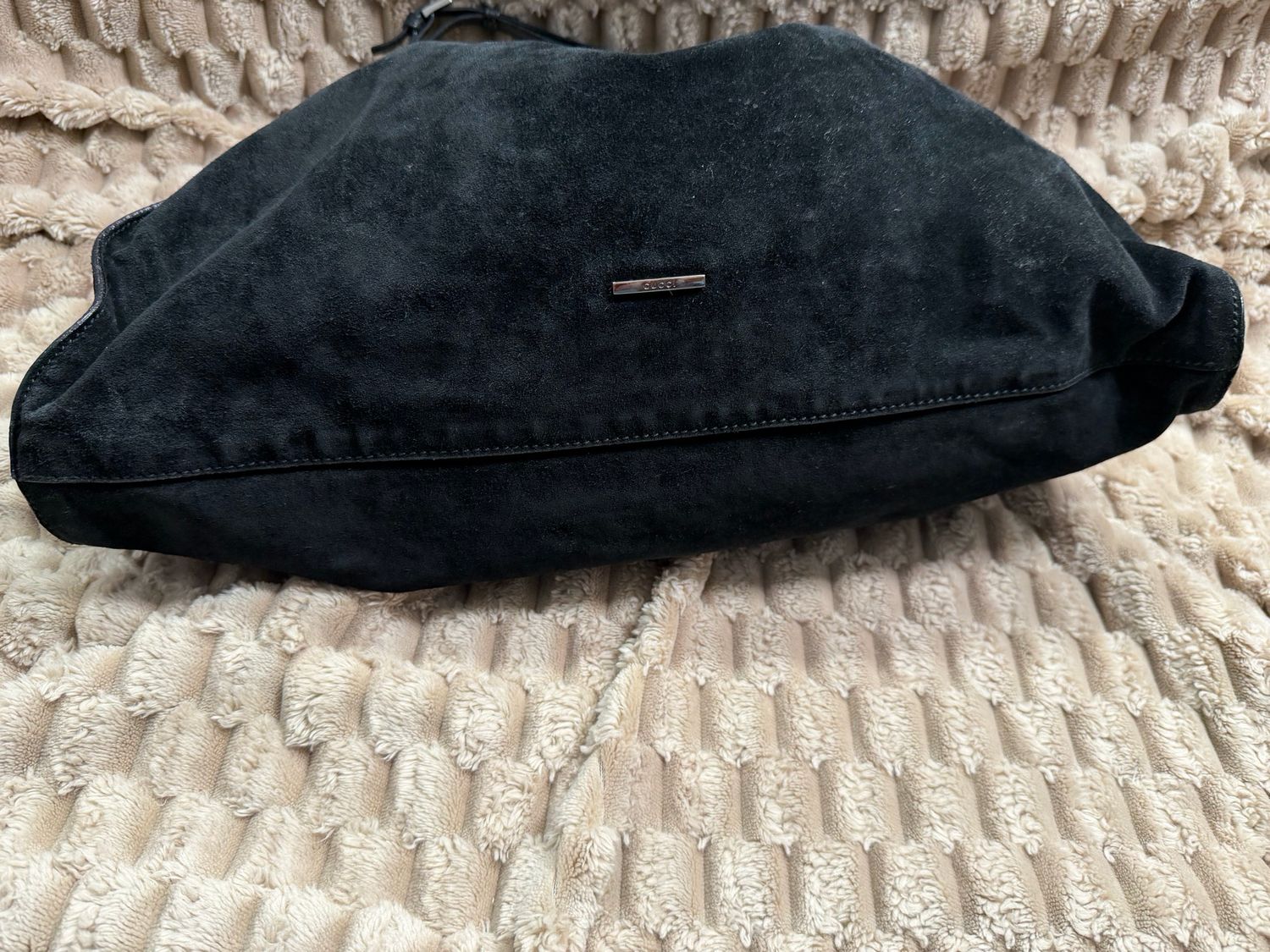 Gucci Vintage Suede and Leather Tote in Black