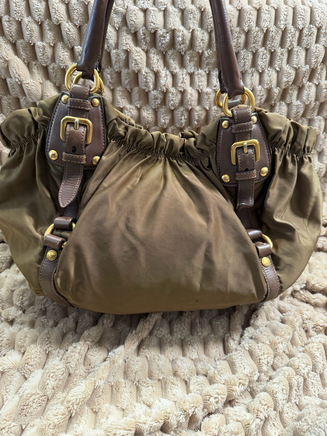 Prada Nylon Tessuto Convertible Crossbody Sling in Olive Green