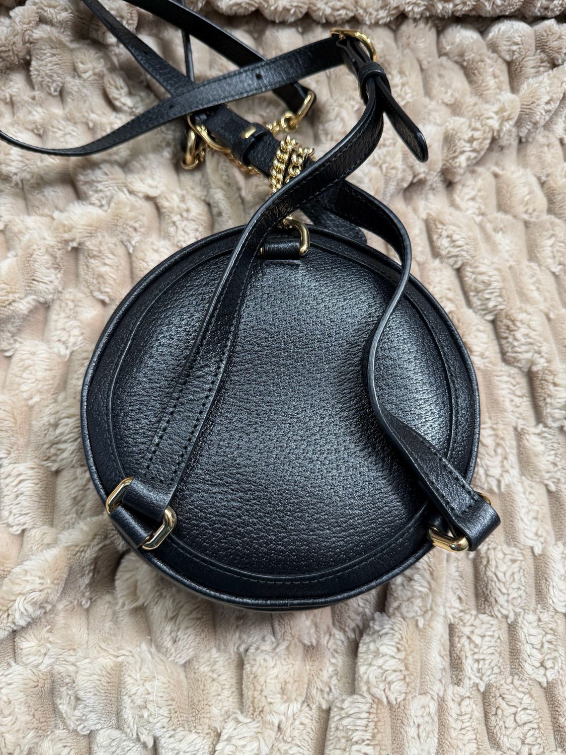 Gucci Ophidia Web Round Textured Calfskin in Black