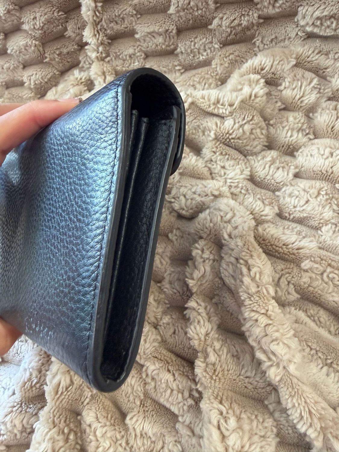 Gucci Pebbled Leather Marmont Continental Flap Wallet