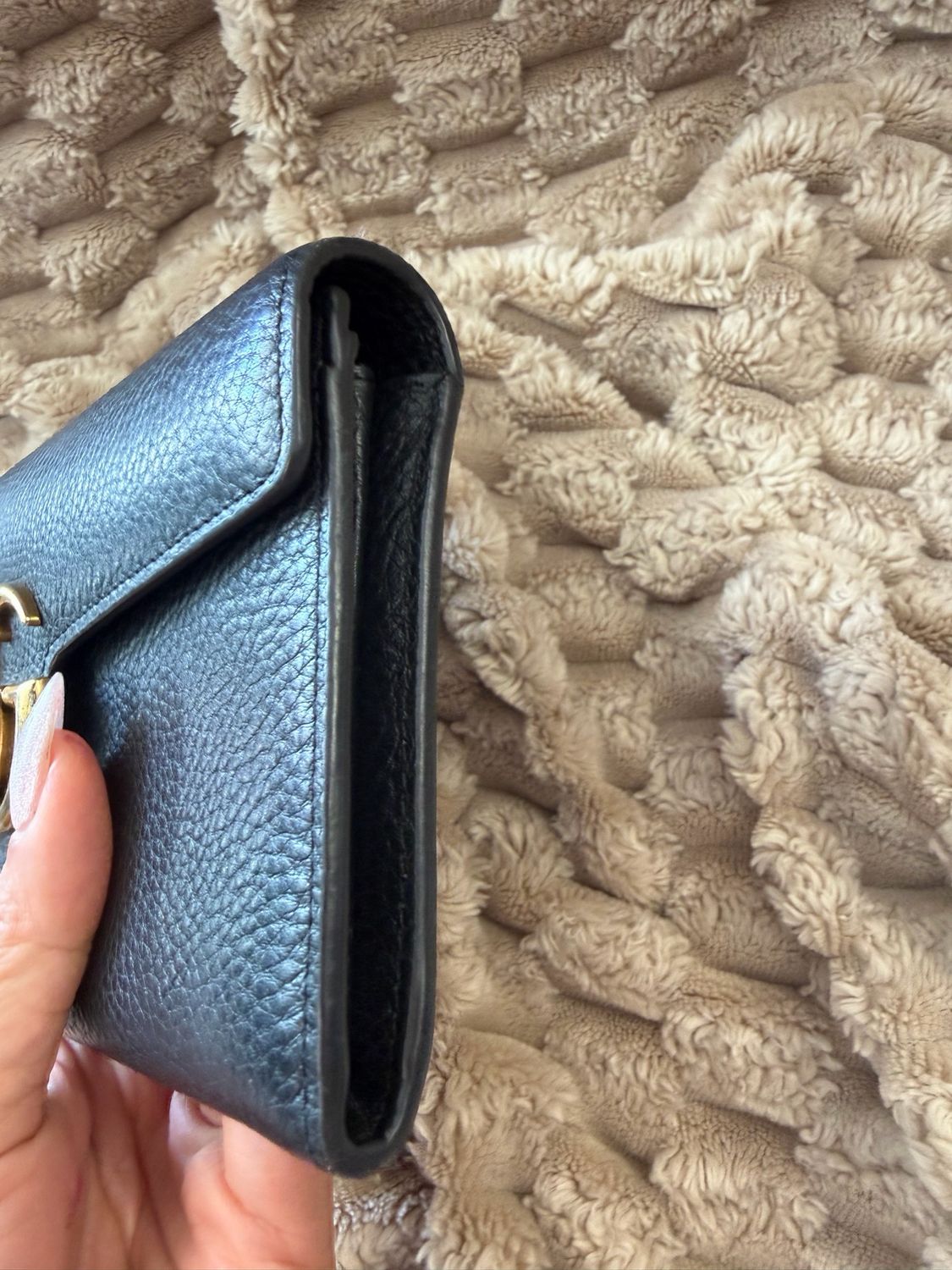 Gucci Pebbled Leather Marmont Continental Flap Wallet