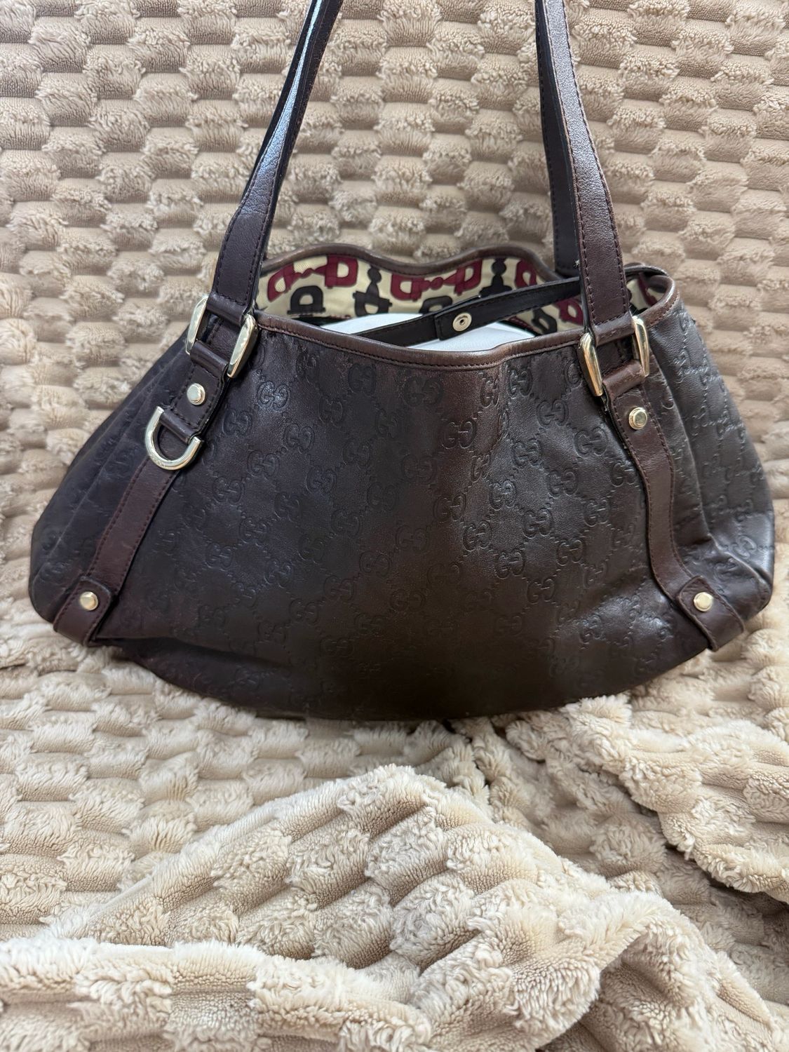 Gucci Abbey Guccissima Medium Tote in Dark Brown