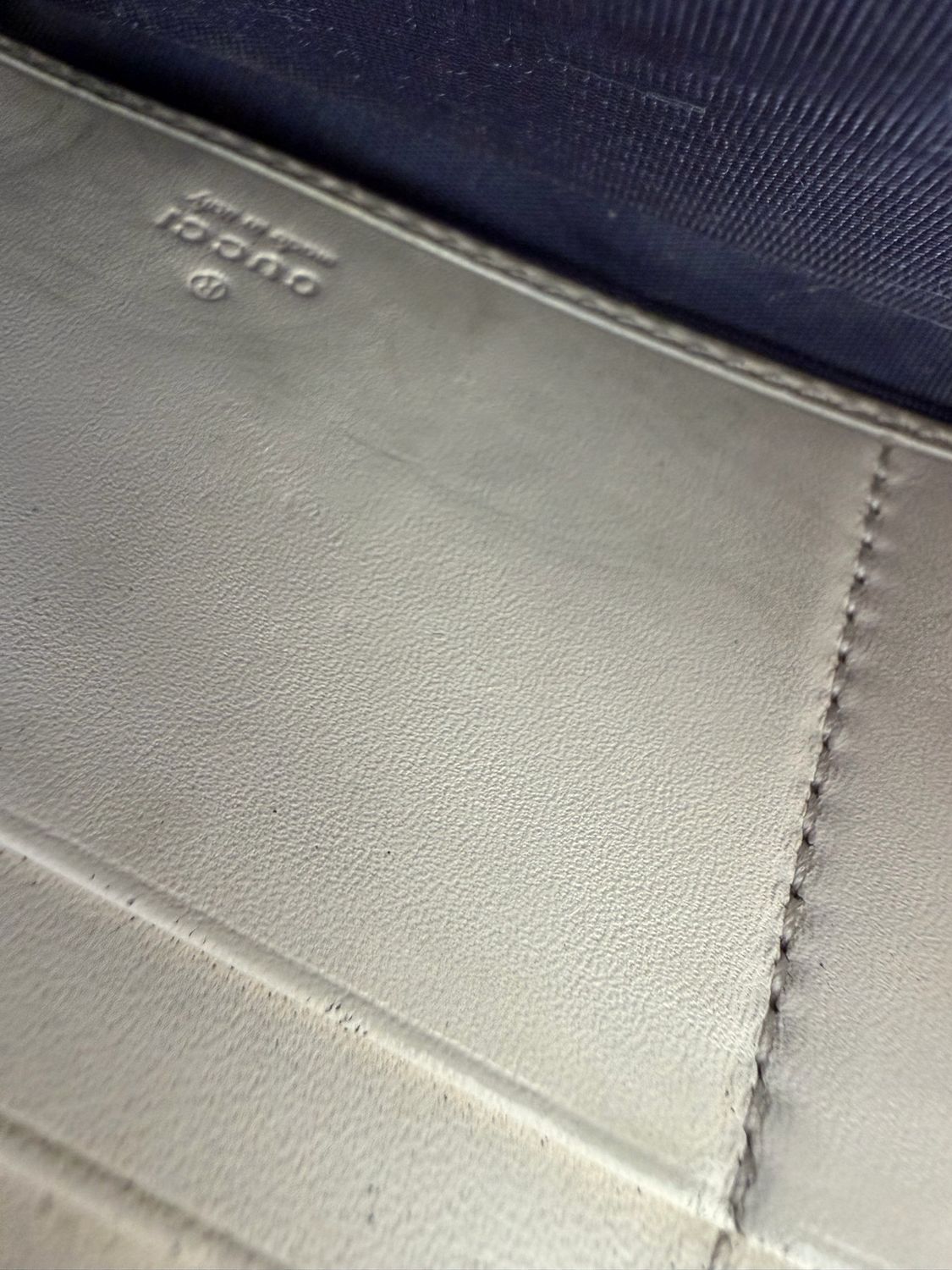 Gucci Supreme Monogram Flap Wallet in Navy Blue