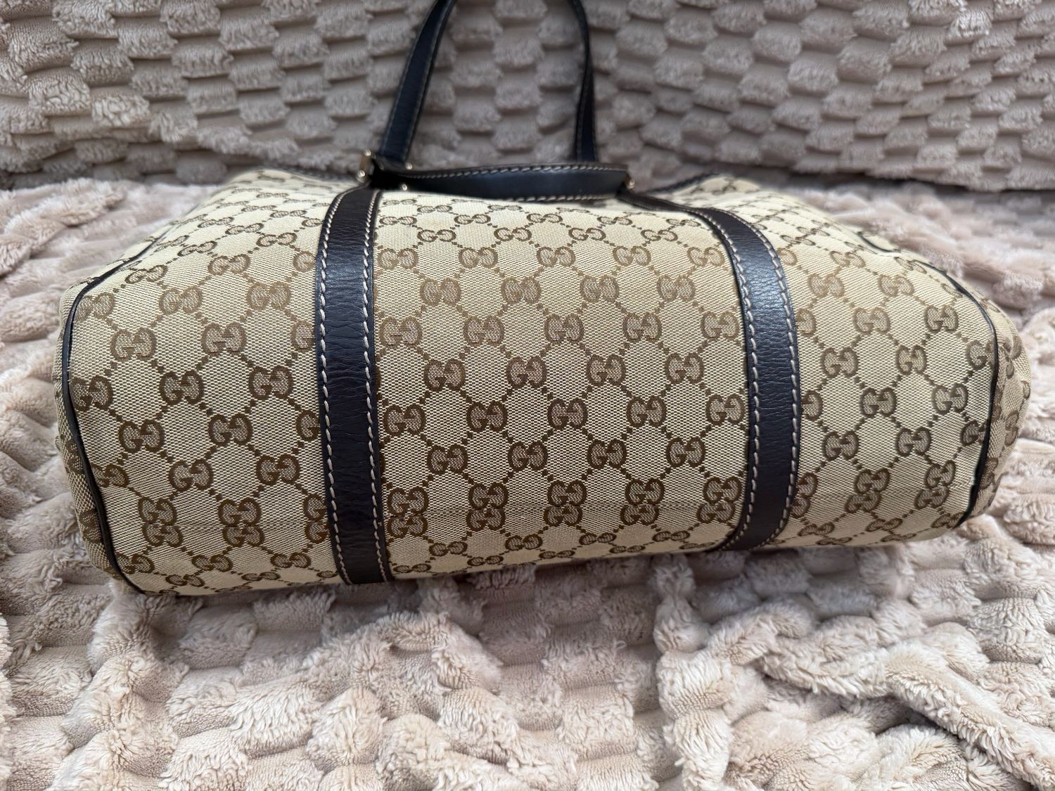 Gucci Monogram Canvas New Ladies Web Tote Shoulder Bag