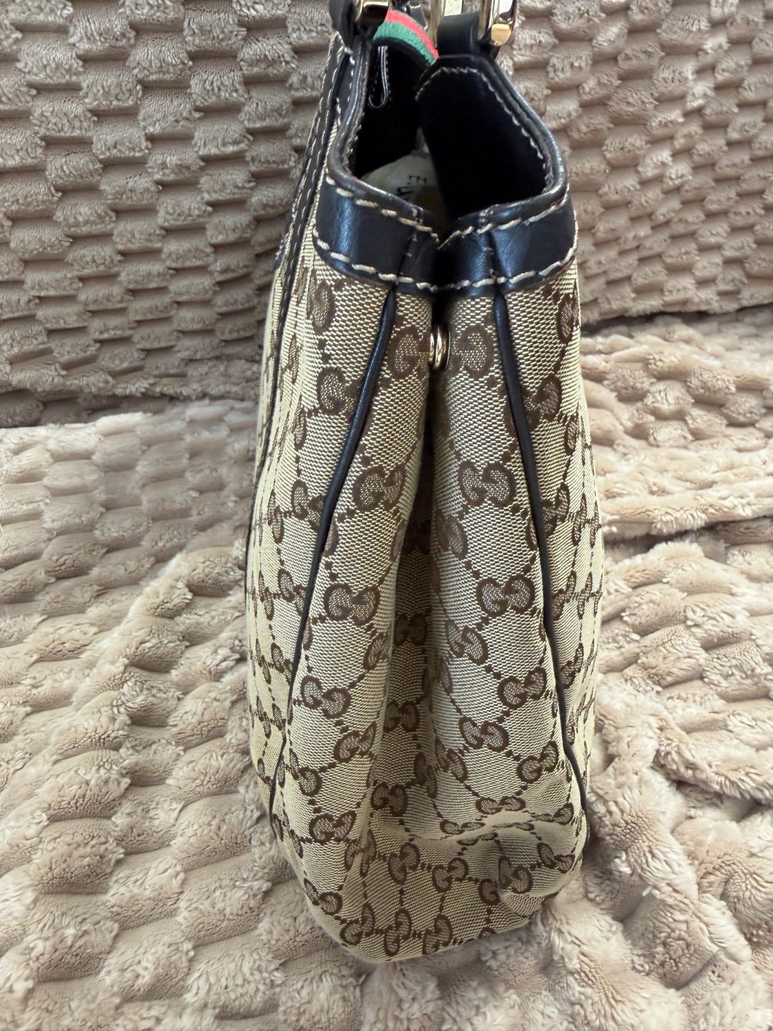 Gucci Monogram Canvas New Ladies Web Tote Shoulder Bag