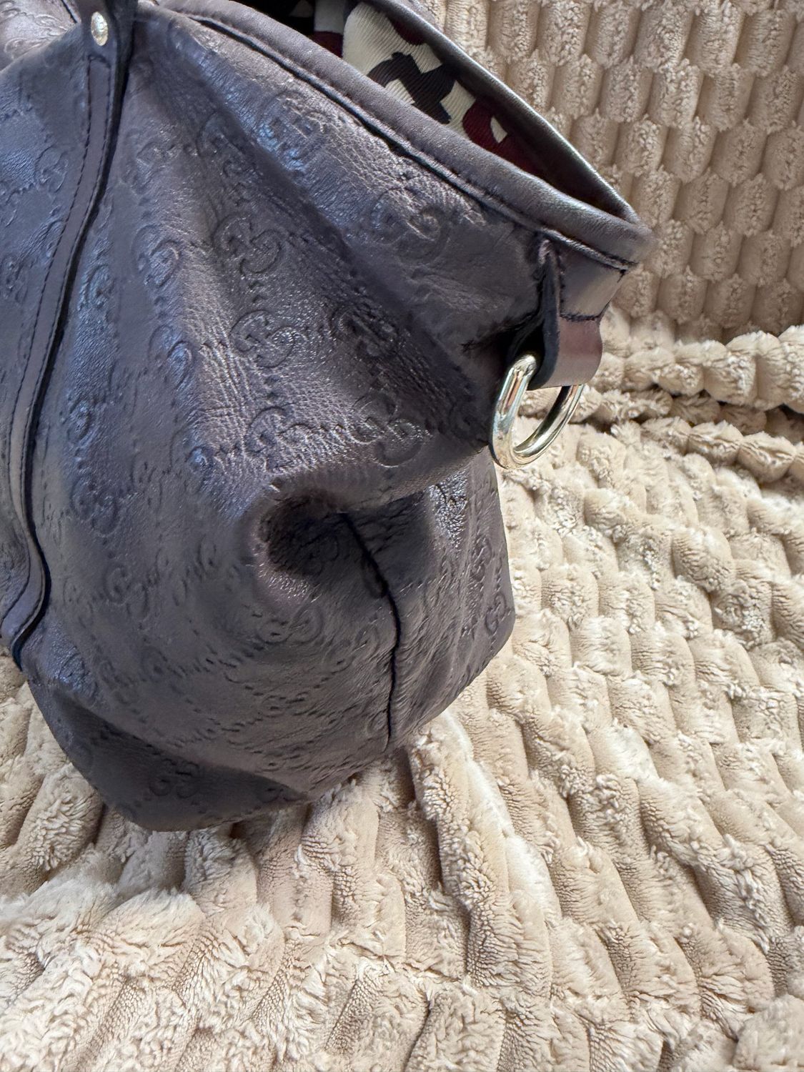 Gucci Guccissima Leather Joy Tote Medium in Dark Brown