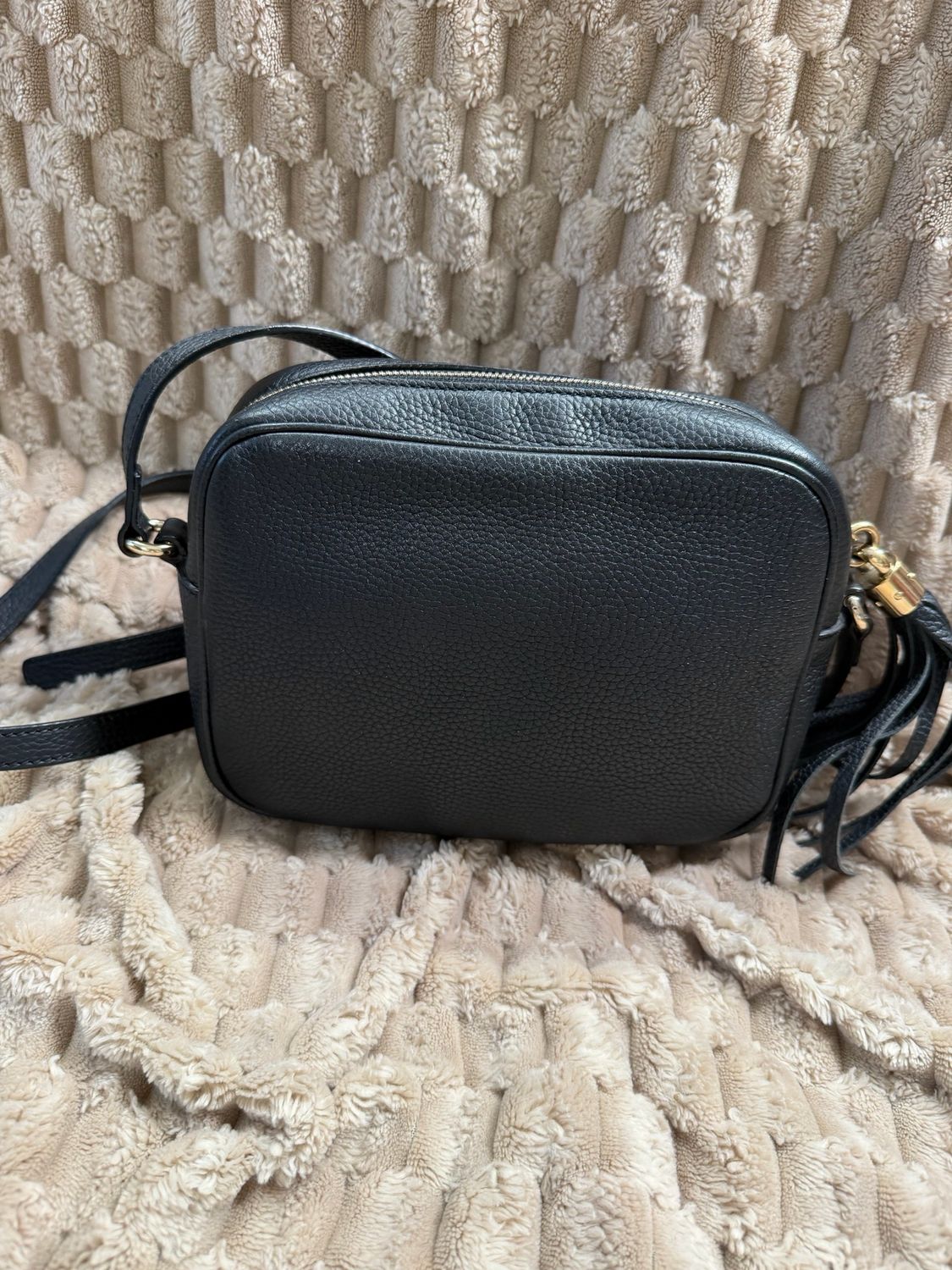 Gucci Pebbled Leather Disco Soho Small Camera Bag in Black