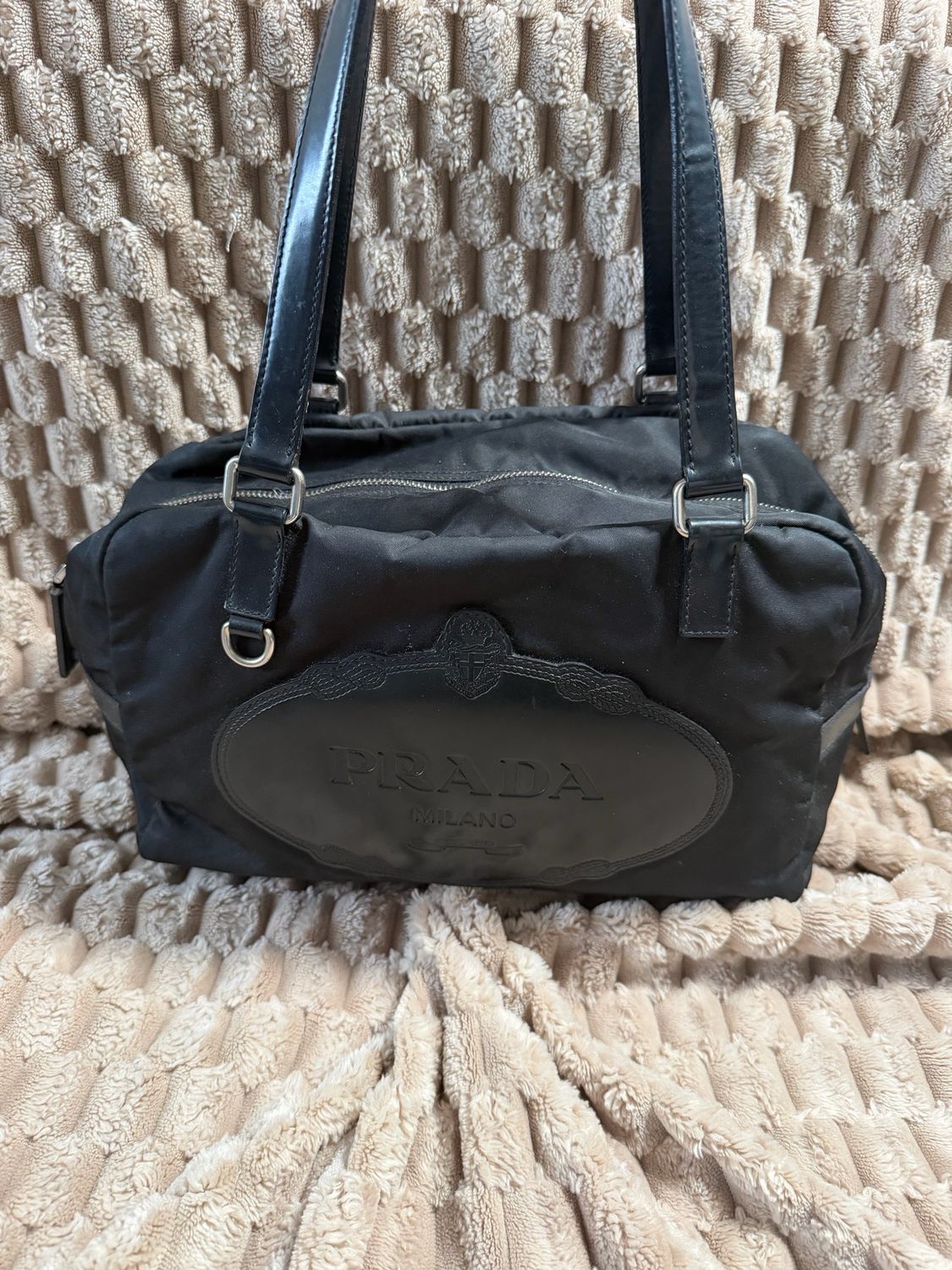 Prada Jacquard Nylon Tessuto Bowler Tote