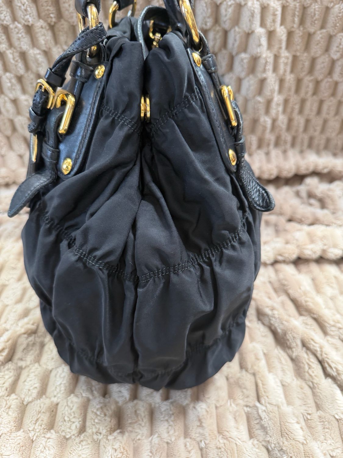 Prada Nylon Tessuto Gaufre Convertible Crossbody in Black