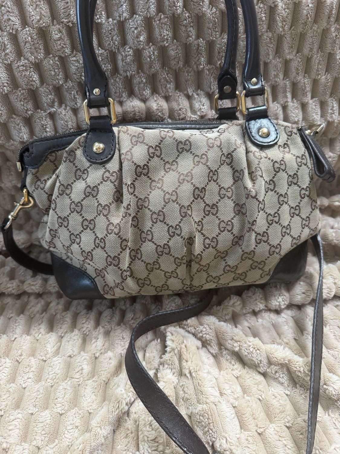 Gucci Monogram Canvas Sukey Convertible Crossbody Sling