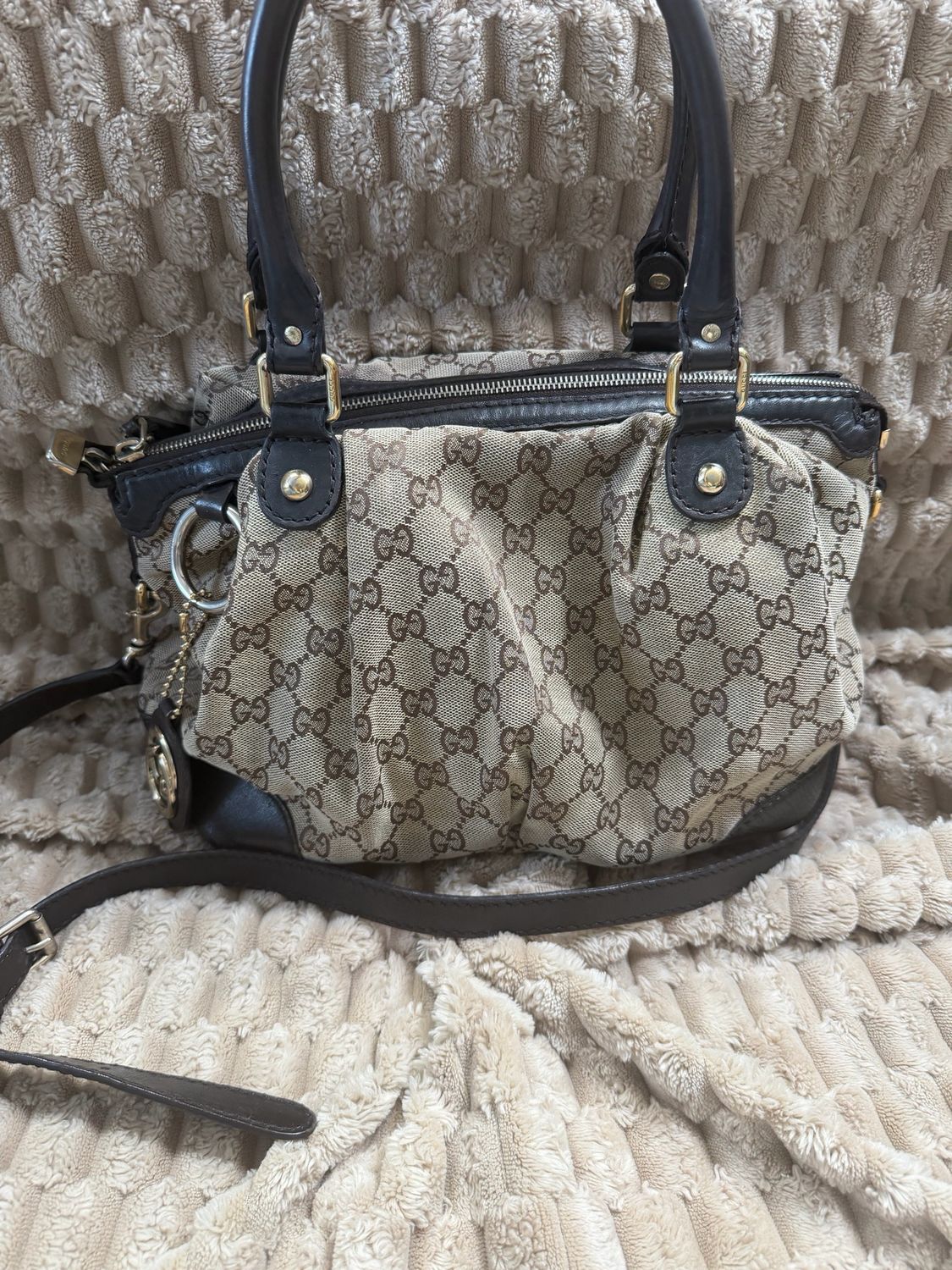 Gucci Monogram Canvas Sukey Convertible Crossbody Sling
