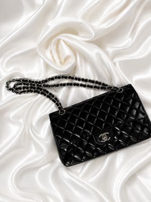 Chanel Lambskin Quilted Double Flap Small in Black