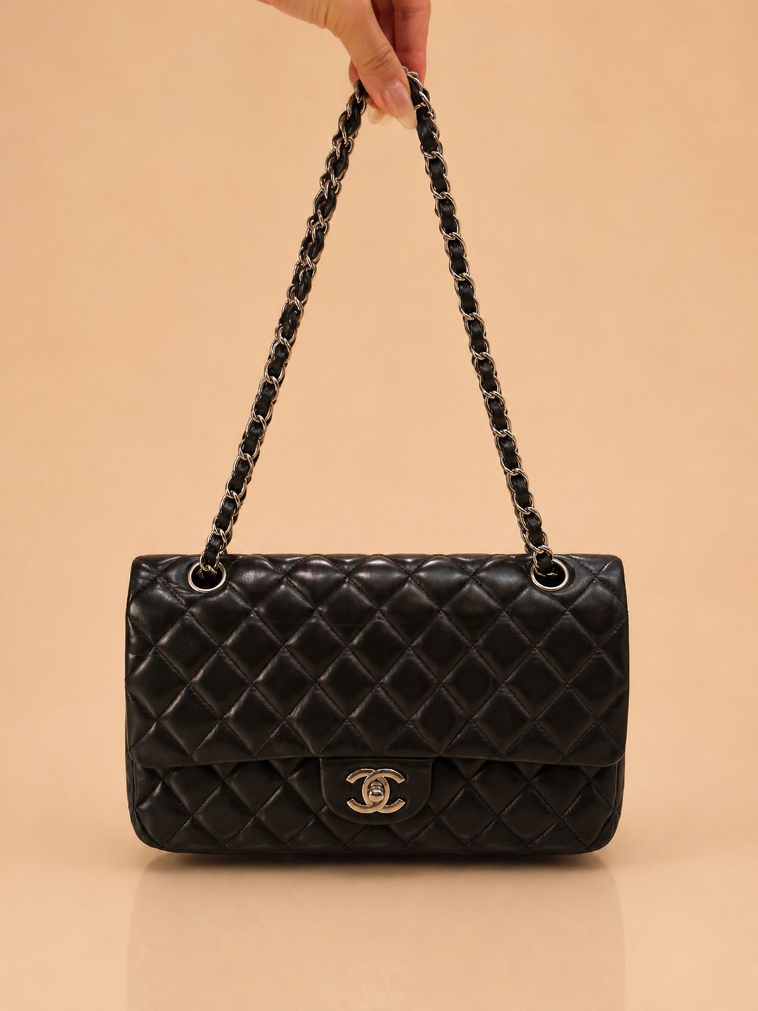 Chanel Lambskin Quilted Double Flap Small in Black