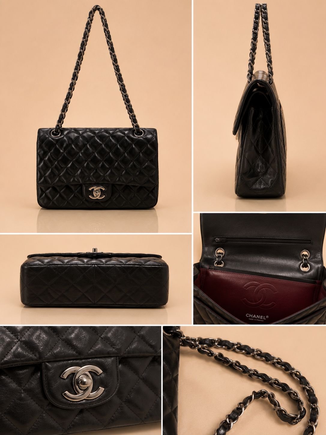Chanel Lambskin Quilted Double Flap Small in Black