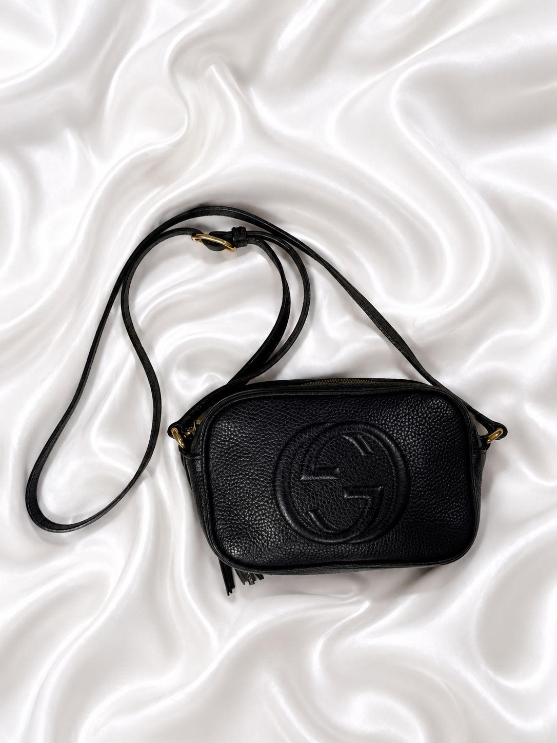 Gucci Pebbled Calfskin Mini Soho Disco Bag in Black