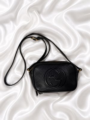 Gucci Pebbled Calfskin Mini Soho Disco Bag in Black