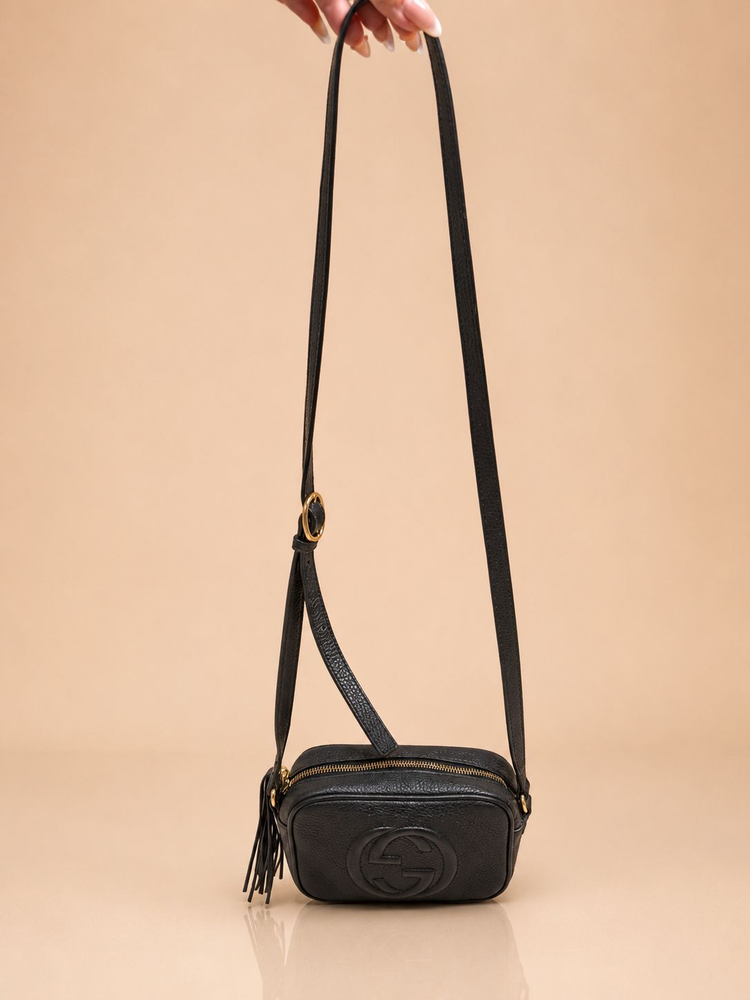 Gucci Pebbled Calfskin Mini Soho Disco Bag in Black