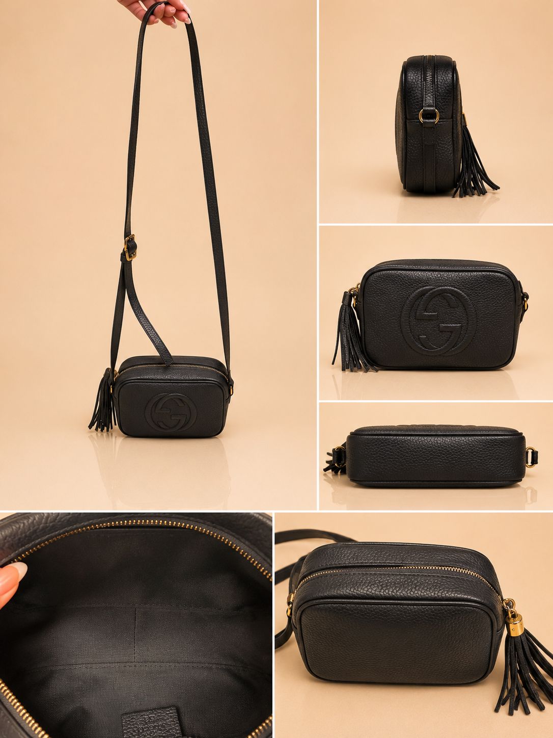 Gucci Pebbled Calfskin Mini Soho Disco Bag in Black