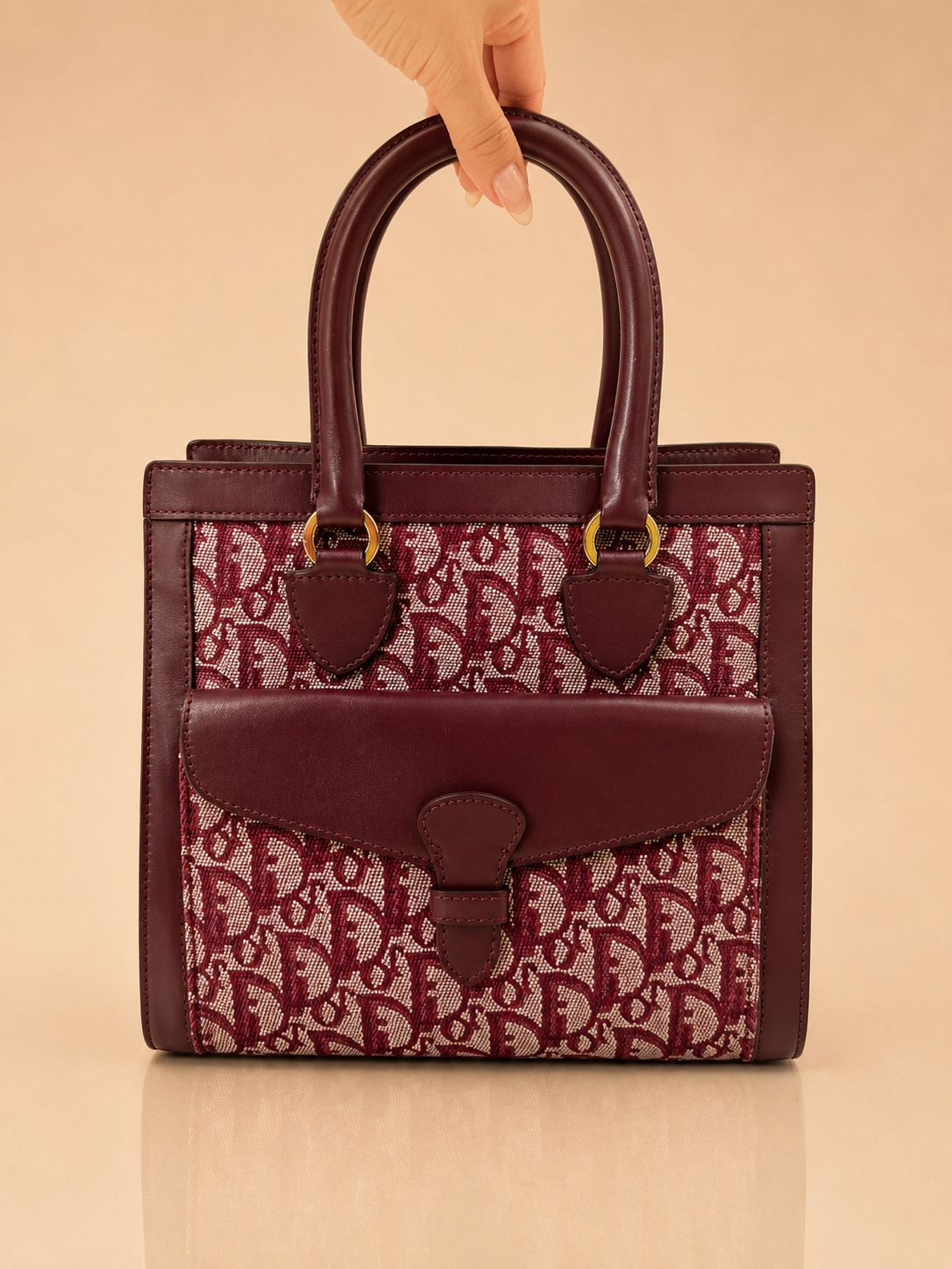 Christian Dior Monogram Pocket Tote in Red
