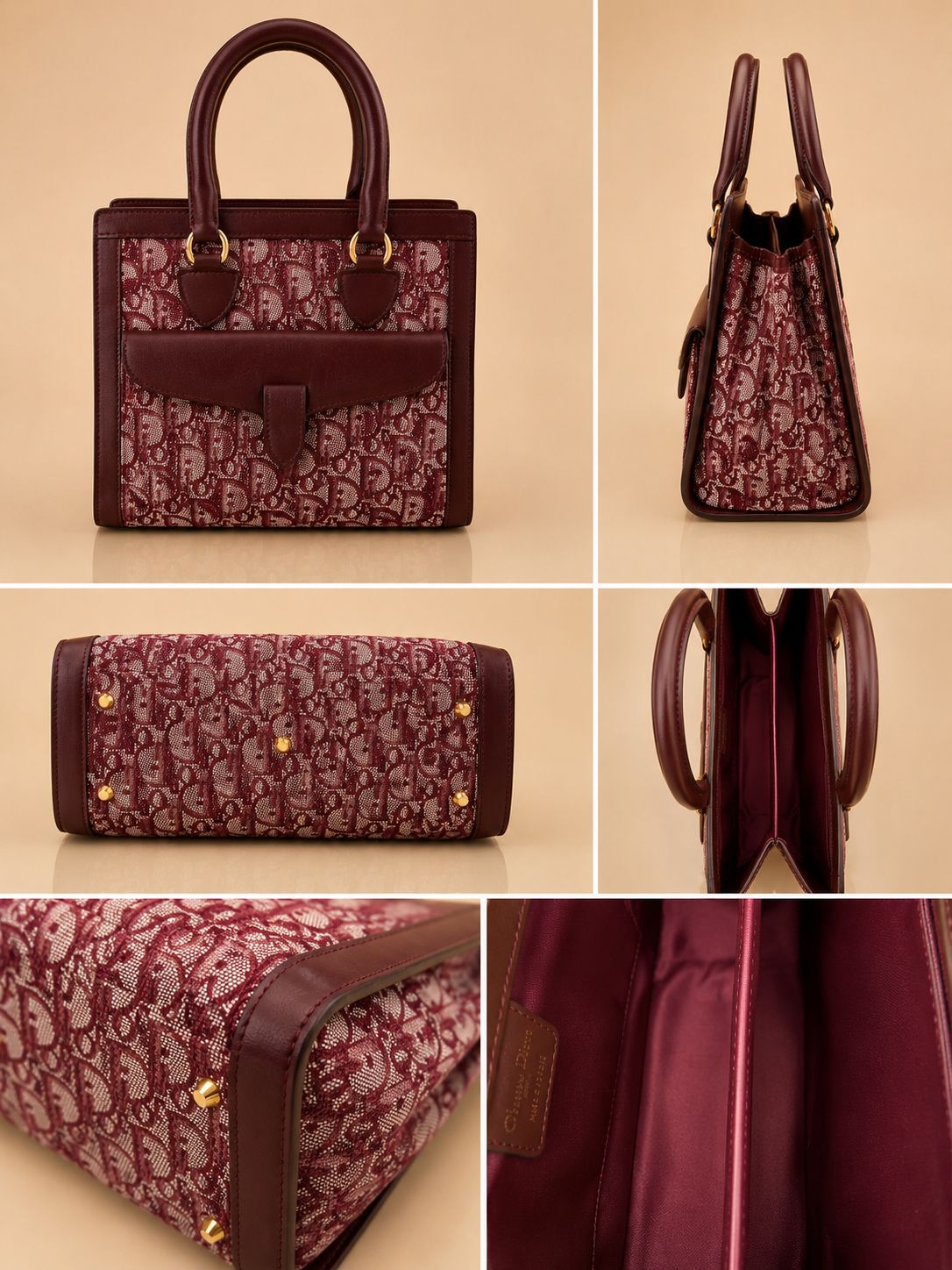 Christian Dior Monogram Pocket Tote in Red