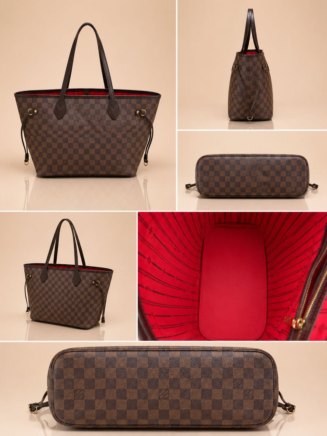 Louis Vuitton Monogram Damier Ebene Neverfull Mm 