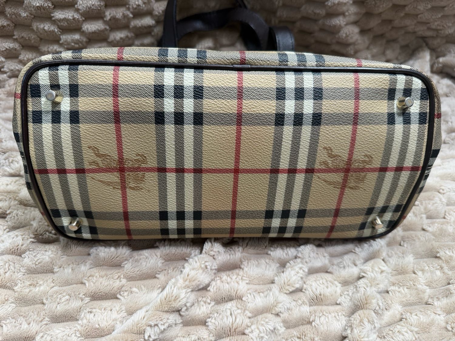 Burberry Haymarket Check Eden Tote in Dark Brown