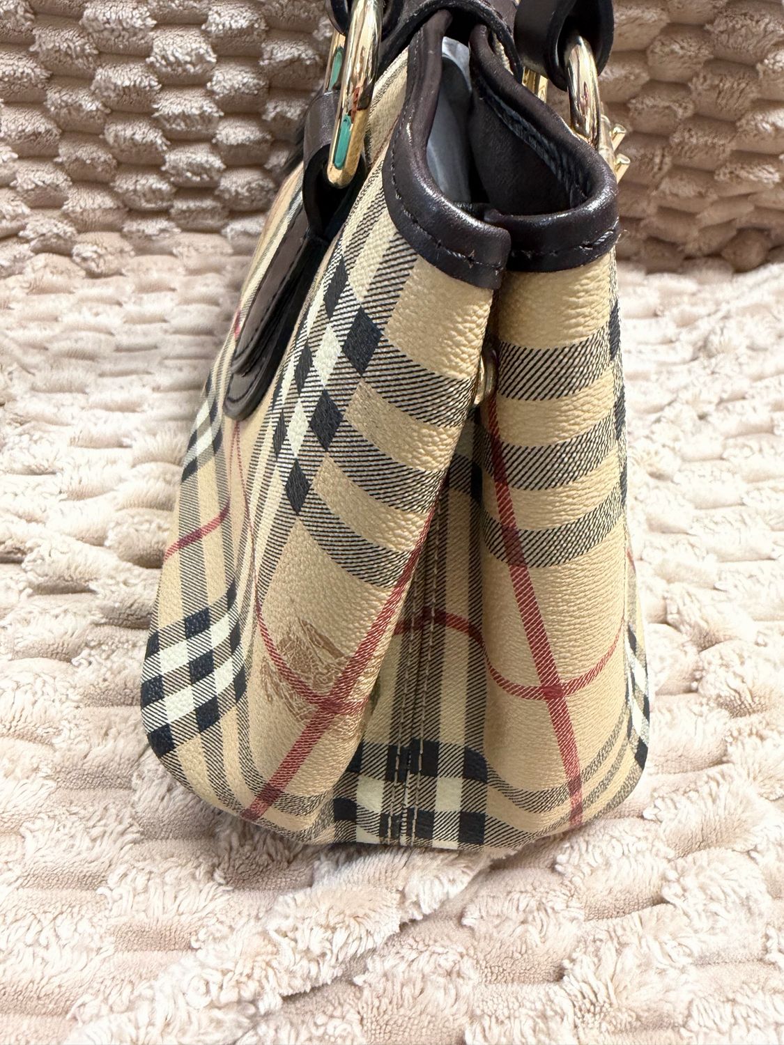 Burberry Haymarket Check Eden Tote in Dark Brown