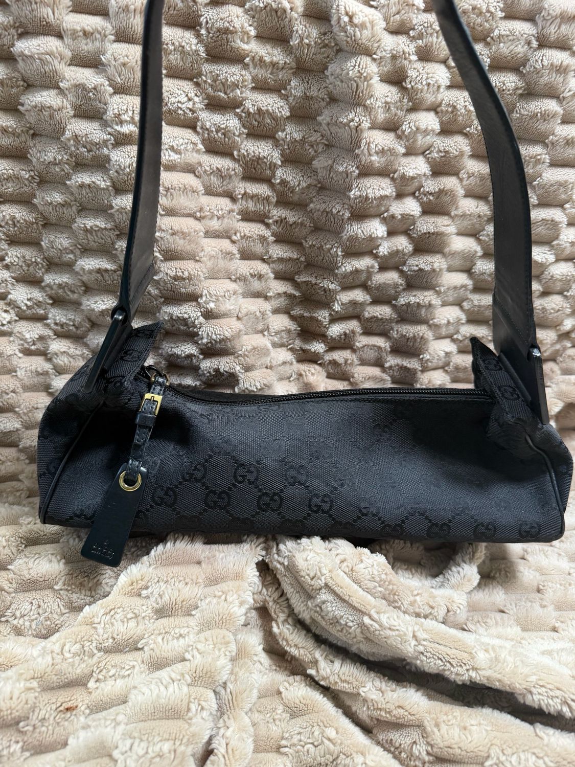 Gucci Monogram Denim Canvas Eastwest Shoulder Bag in Black