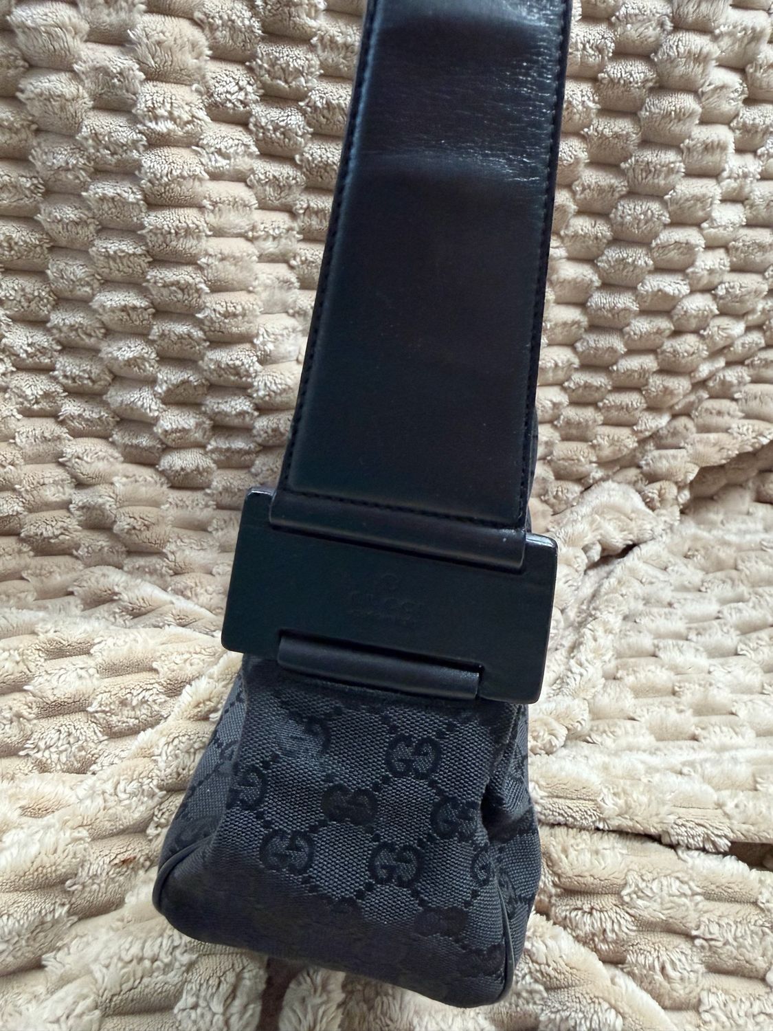 Gucci Monogram Denim Canvas Eastwest Shoulder Bag in Black