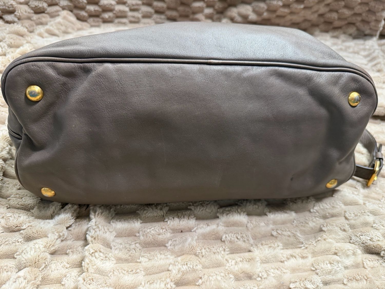 Prada Soft Calfskin Convertible Messenger Sling in Gray