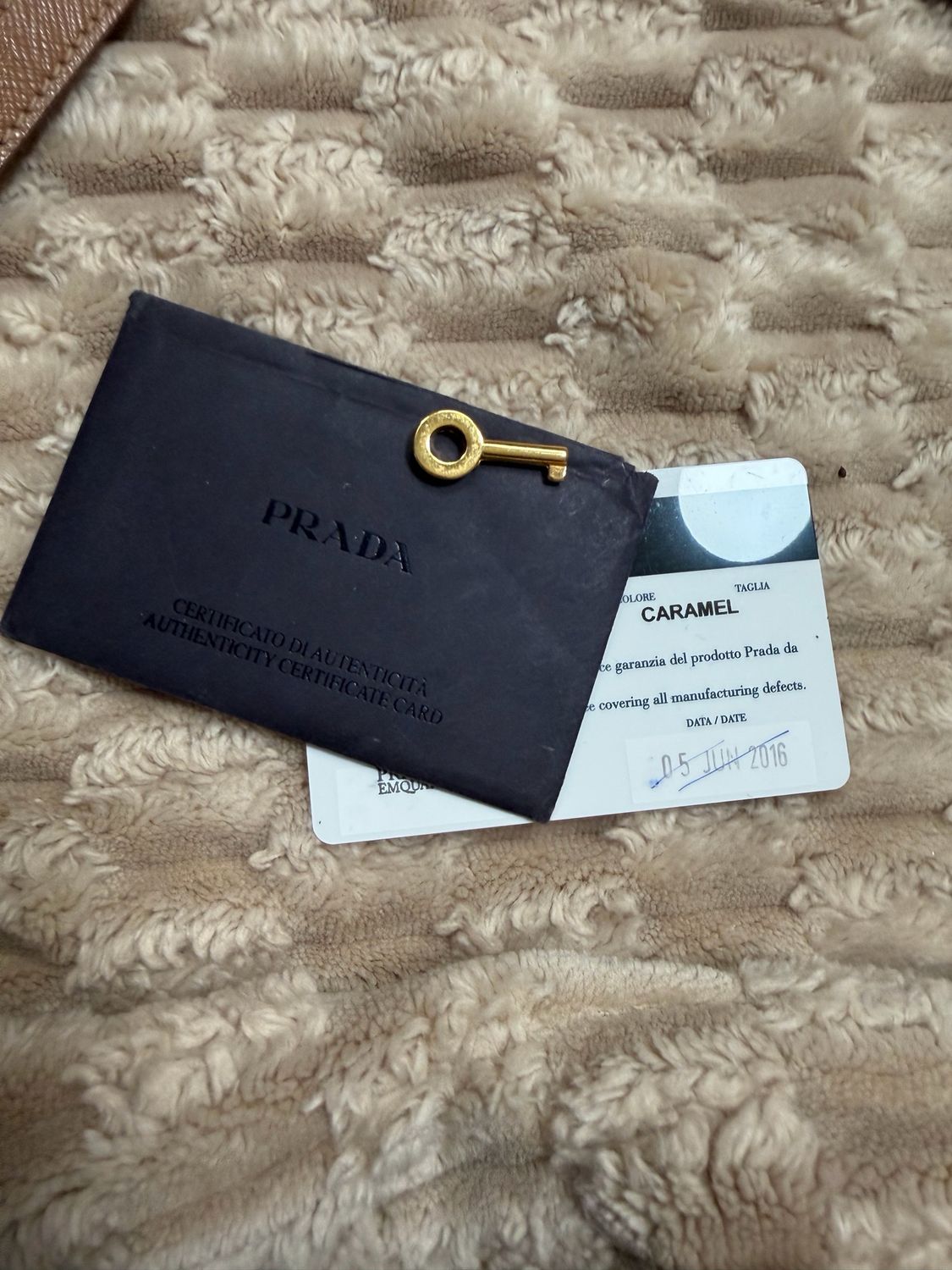 Prada Saffiano Front Pocket Double Zipper Crossbody Sling in Camel