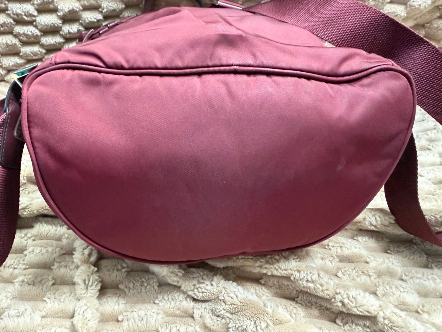 Prada Backpack Re-Nylon Front Zipper in Burgundy
