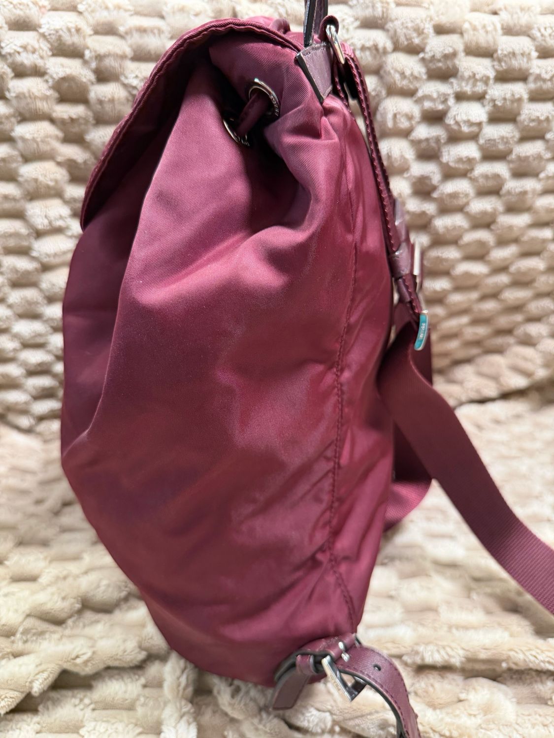 Prada Backpack Re-Nylon Front Zipper in Burgundy