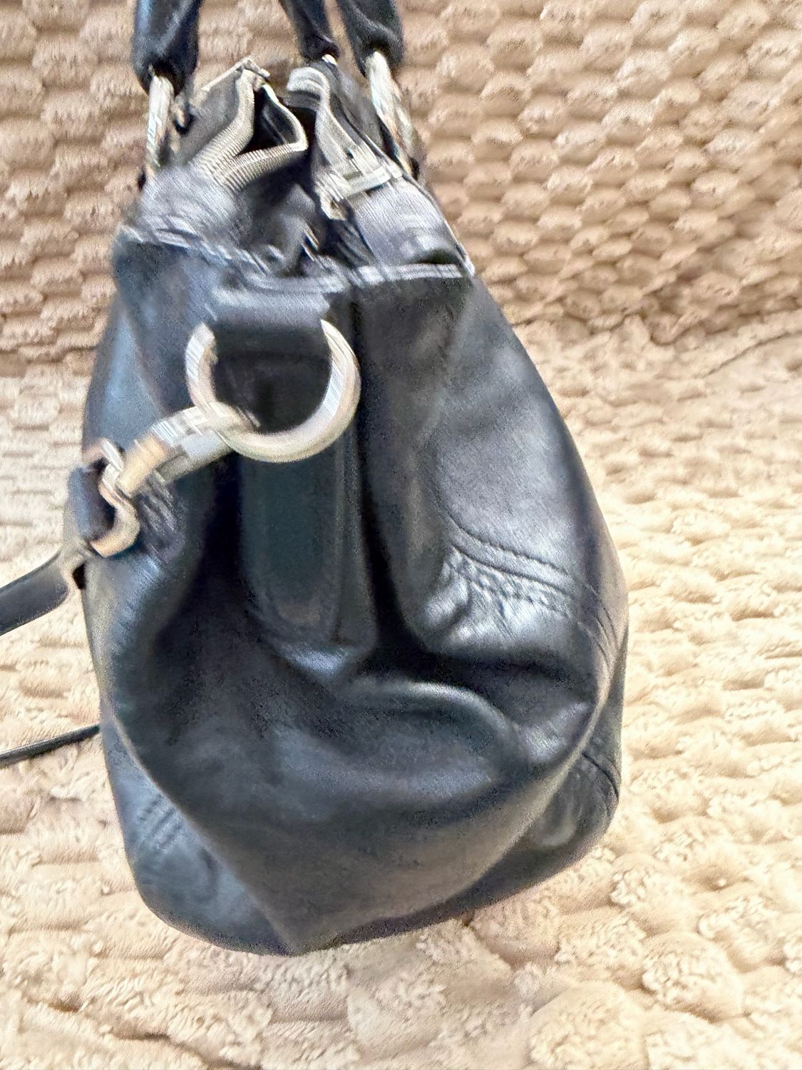 Prada Soft Calfskin Convertible Double Zipper Crossbody Sling in Black