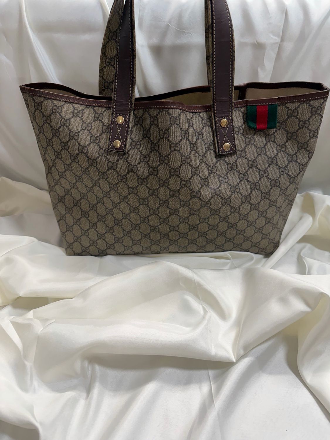 Gucci Monogram Coated Canvas Web Loop Tote 