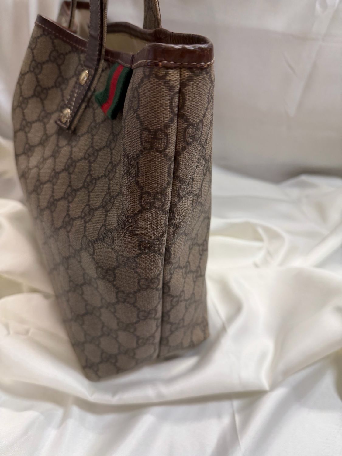 Gucci Monogram Coated Canvas Web Loop Tote 