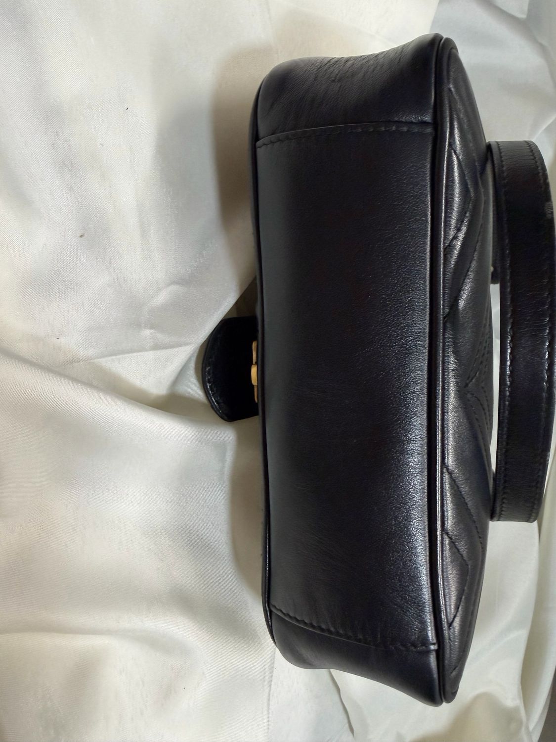 Gucci Marmont Matelasse Leather Front Flap Crossbody Small in Black