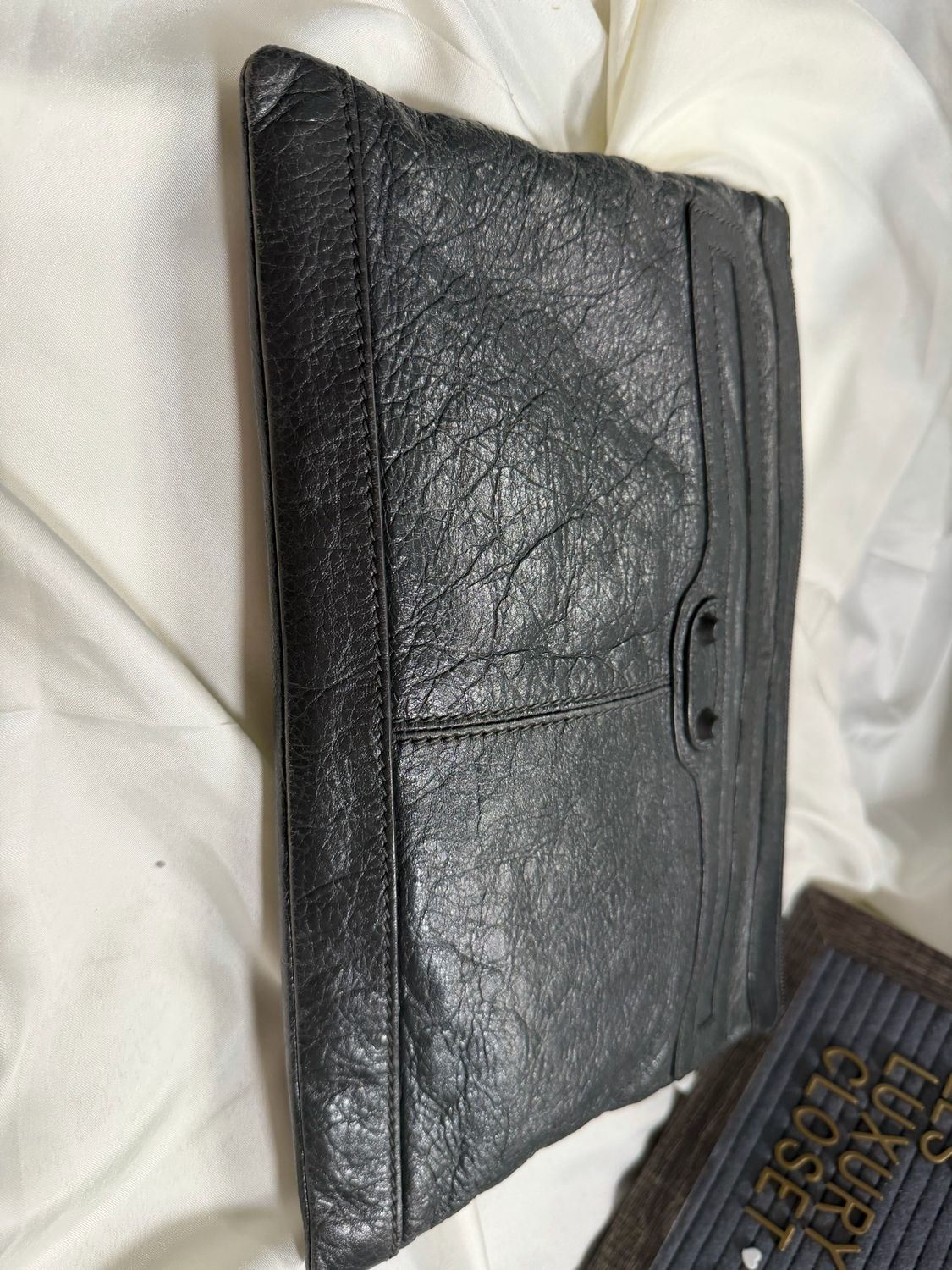 Balenciaga Motocross Zipper Clutch in Gray