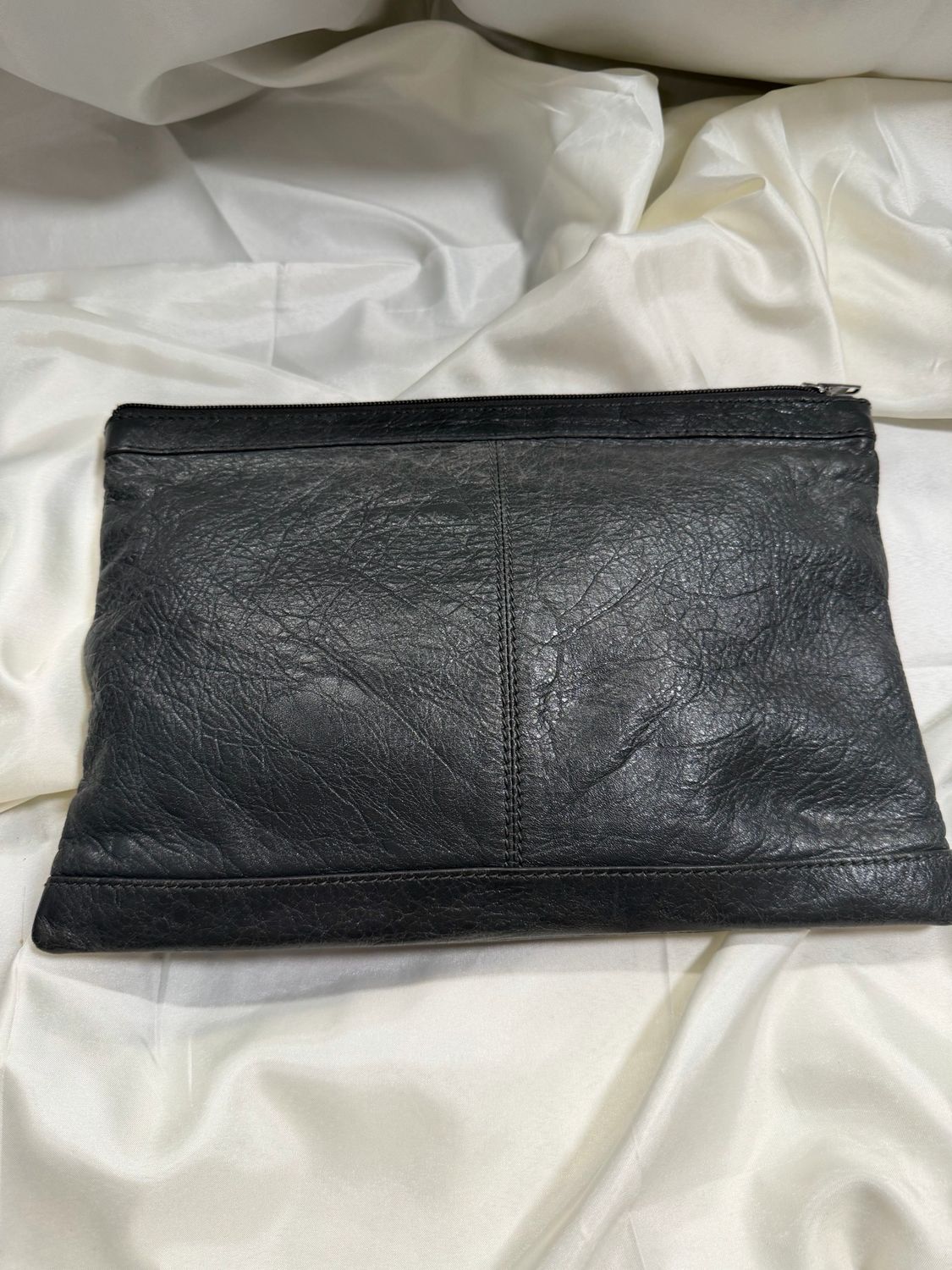 Balenciaga Motocross Zipper Clutch in Gray