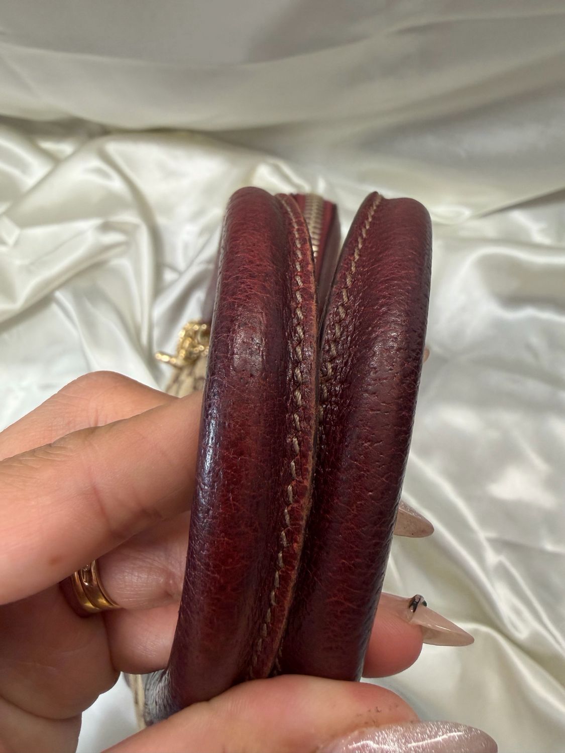 Gucci Monogram Canvas Alma Dome in Burgundy