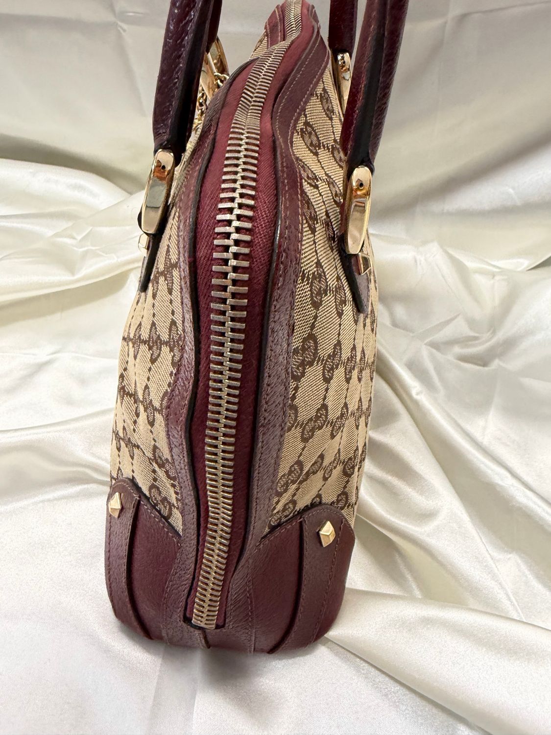 Gucci Monogram Canvas Alma Dome in Burgundy